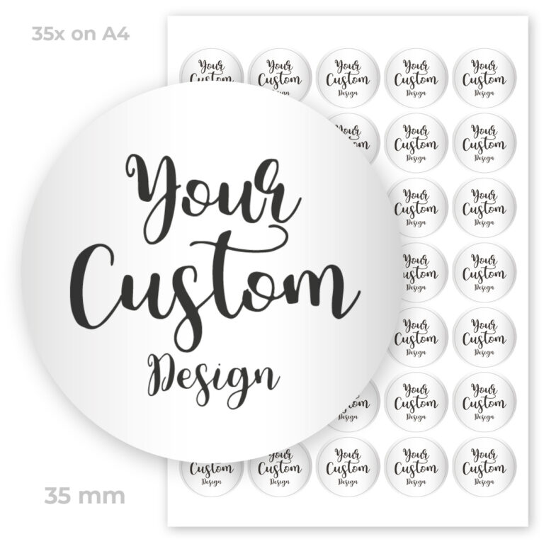 Custom Designed Personalised 35mm Round Labels (Set of 35)