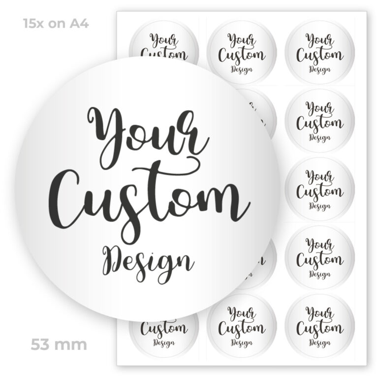Custom Designed Personalised 53mm Round Labels (Set of 15)