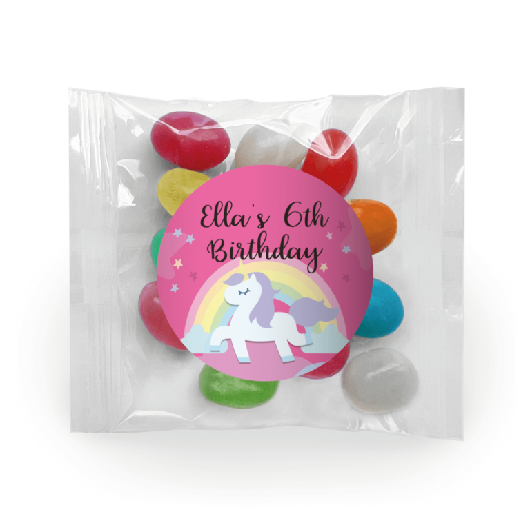 Rainbow unicorn Personalised Mini Jelly Bean Bags