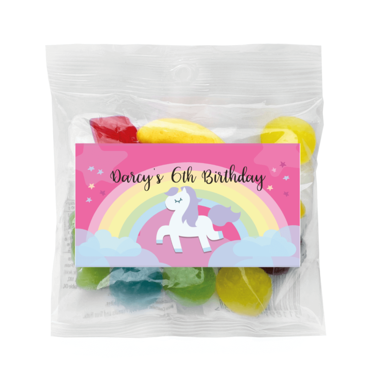 Rainbow Unicorn Personalised Lolly Bags