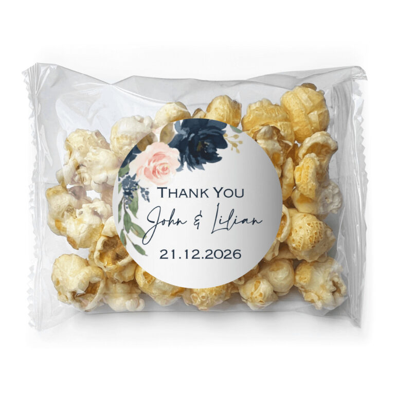 Elegant Dusty Blue Mauve & Pink Florals Custom Popcorn Bags