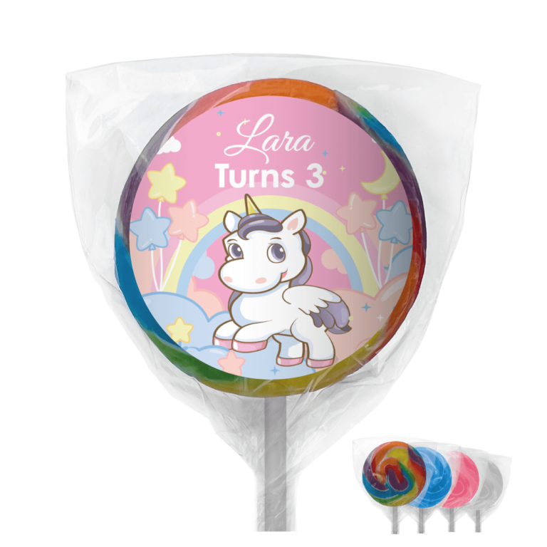 Unicorn Party Personalised Lollipops