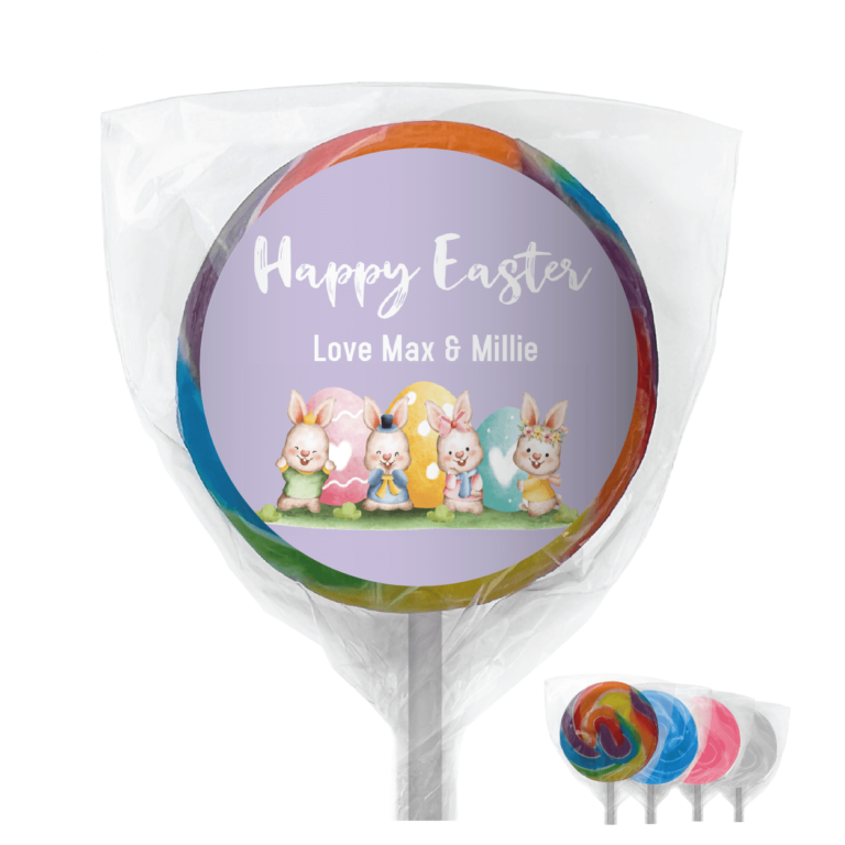 Watercolour Easter Bunnies Custom Easter Lollipops