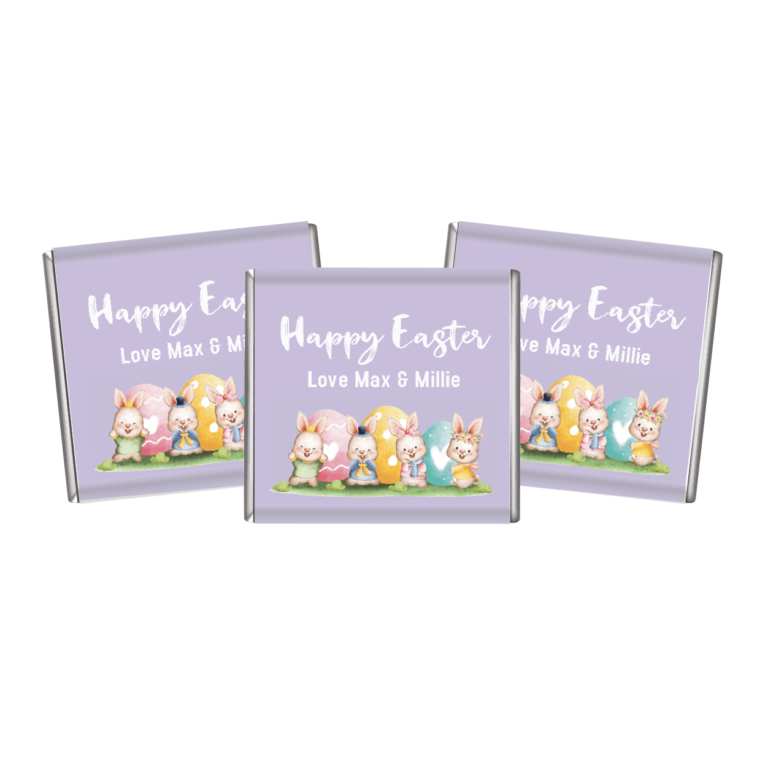 Watercolour Easter Bunnies Personalised Petite Chocolates