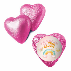groovy retro theme personalised chocolate hearts