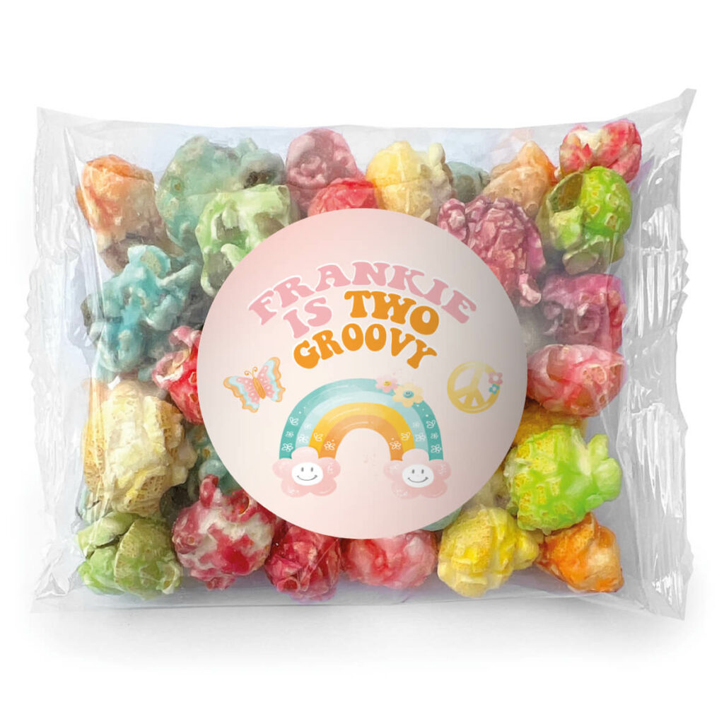 groovy retro personalised popcorn favours
