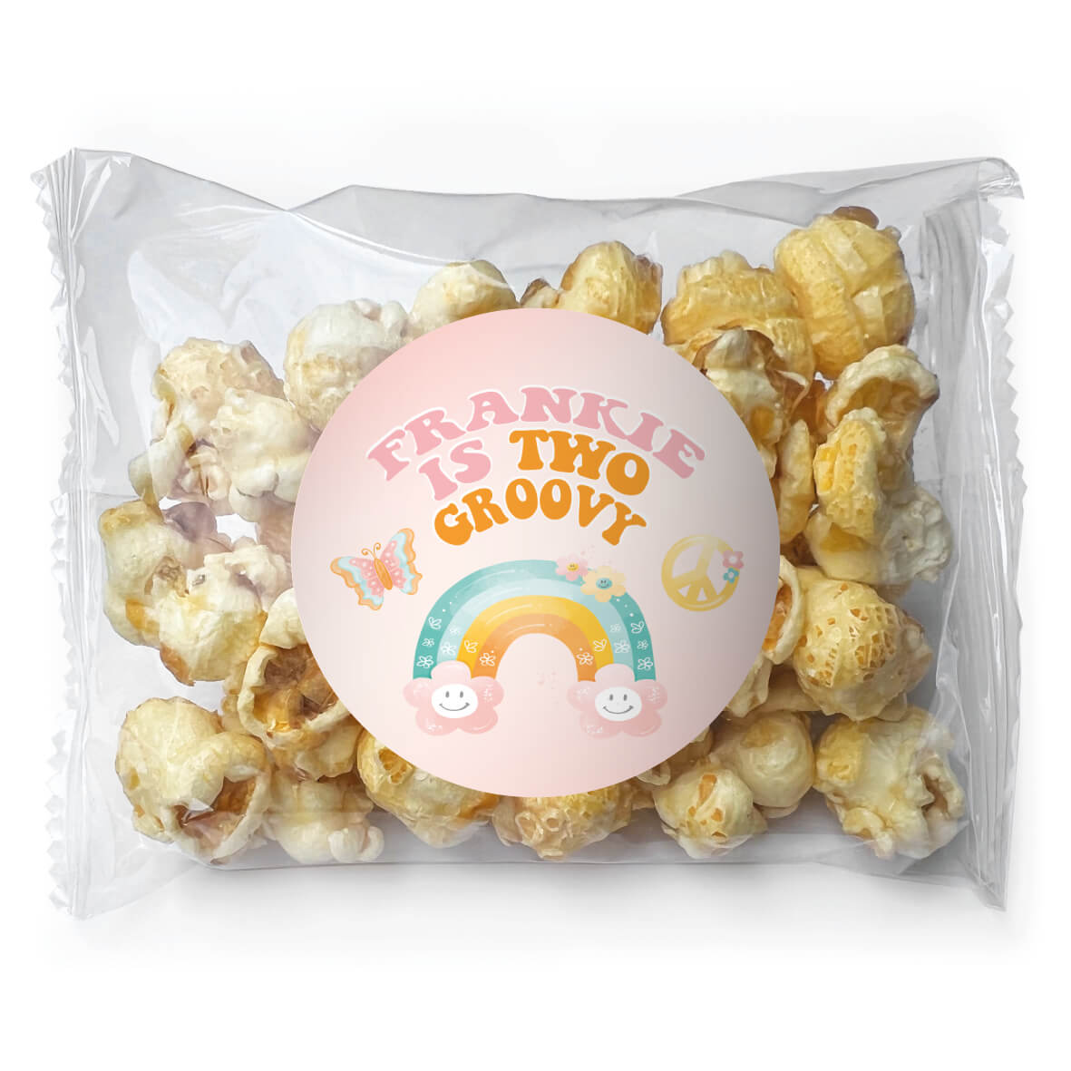 groovy retro personalised popcorn favours