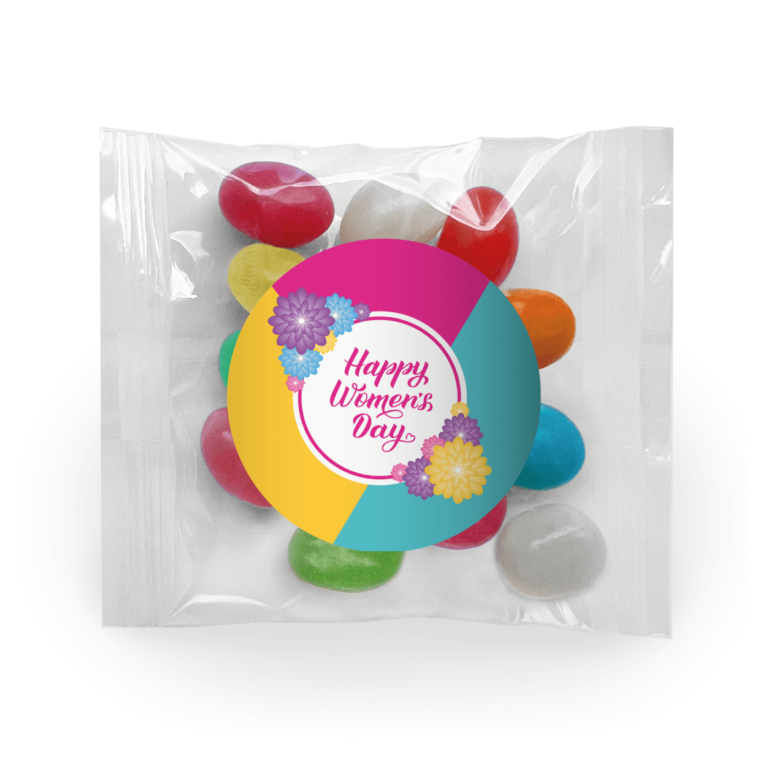 Bright Blossoms Womens Day Custom Jelly Bean Bag Favors