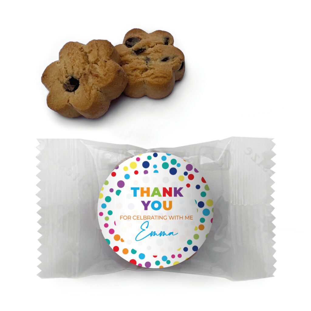 rainbow polka dots personalised mini cookies