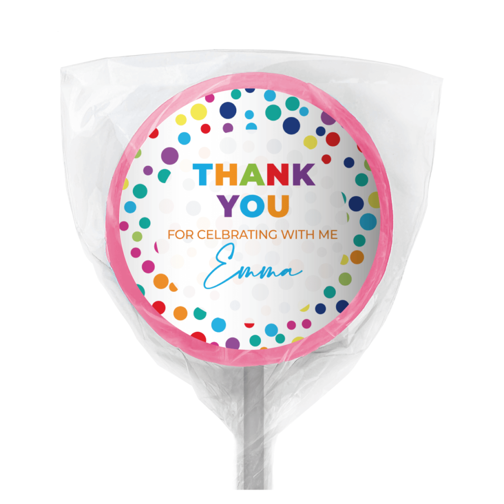 rainbow polka dots personalised lollipops