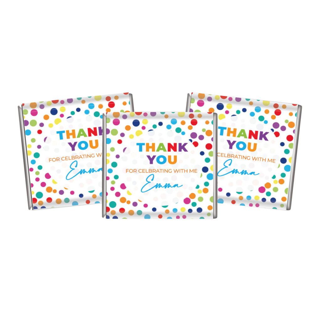 rainbow polka dots personalised chocolate mini