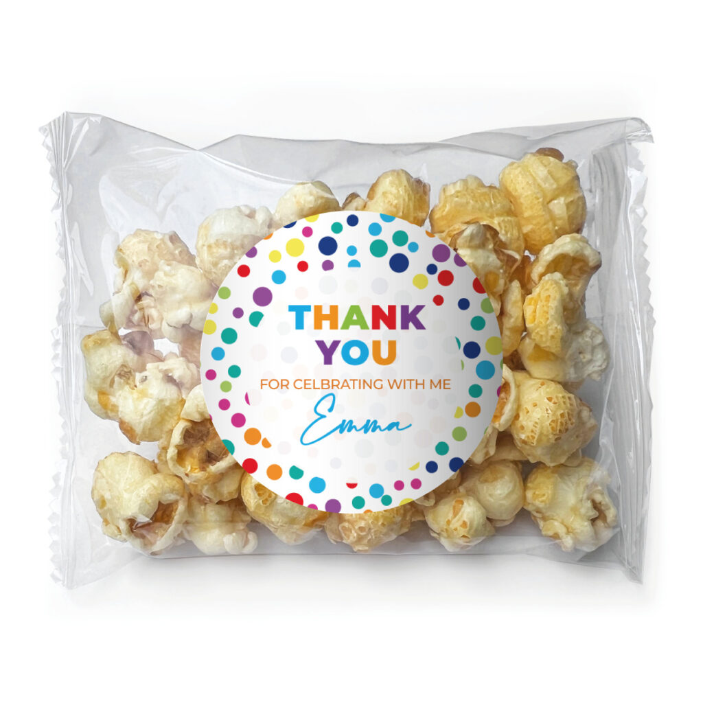 rainbow polka dots personalised popcorn