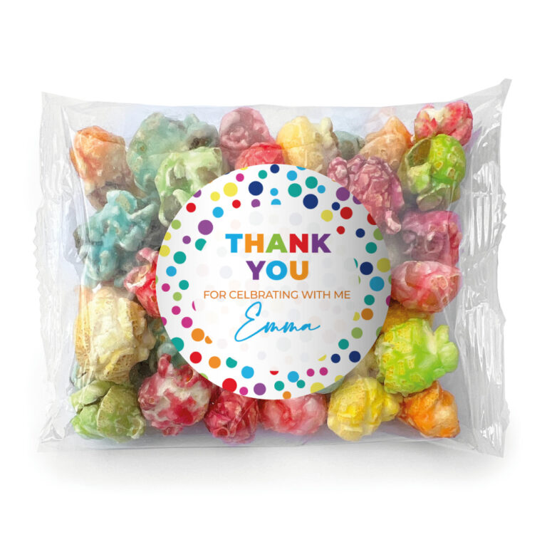Rainbow Polka Dots Personalised Popcorn Bags