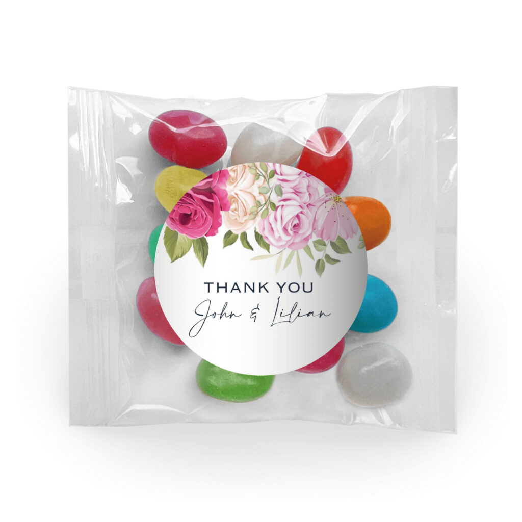 rose waterfall jelly beans favors