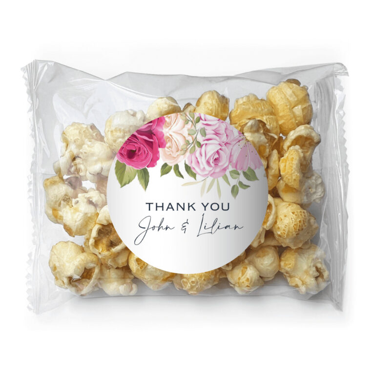 Rose Waterfall Custom Popcorn Bag Favors