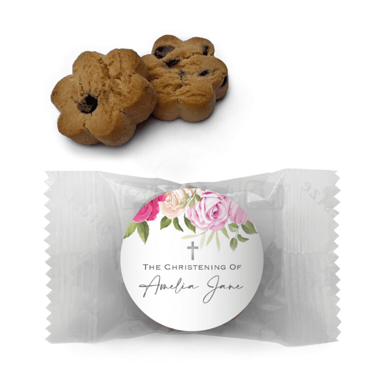 Rose Waterfall & Cross Personalised Mini Cookies