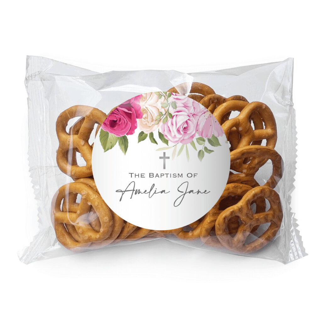 roses and cross bomboniere pretzel
