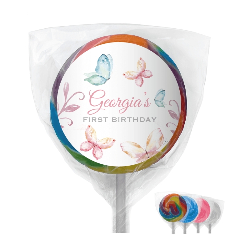 Pastel Butterfly Theme Personalised Lollipops