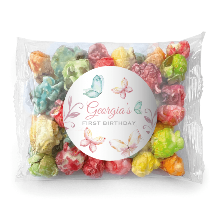 Pastel Butterfly Theme Personalised Popcorn Bags