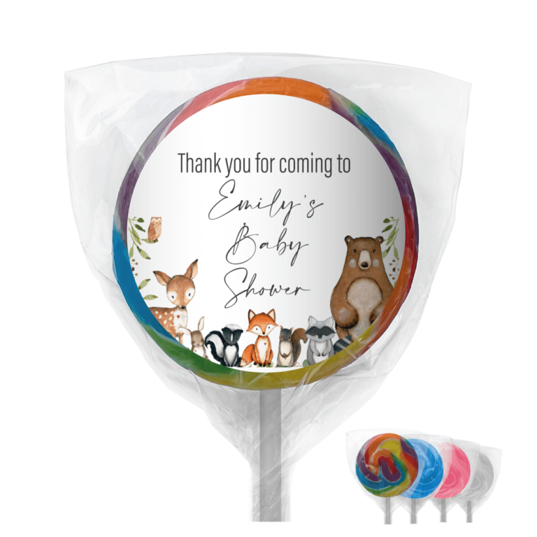 Watercolour Woodlands Animals Personalised Lollipops