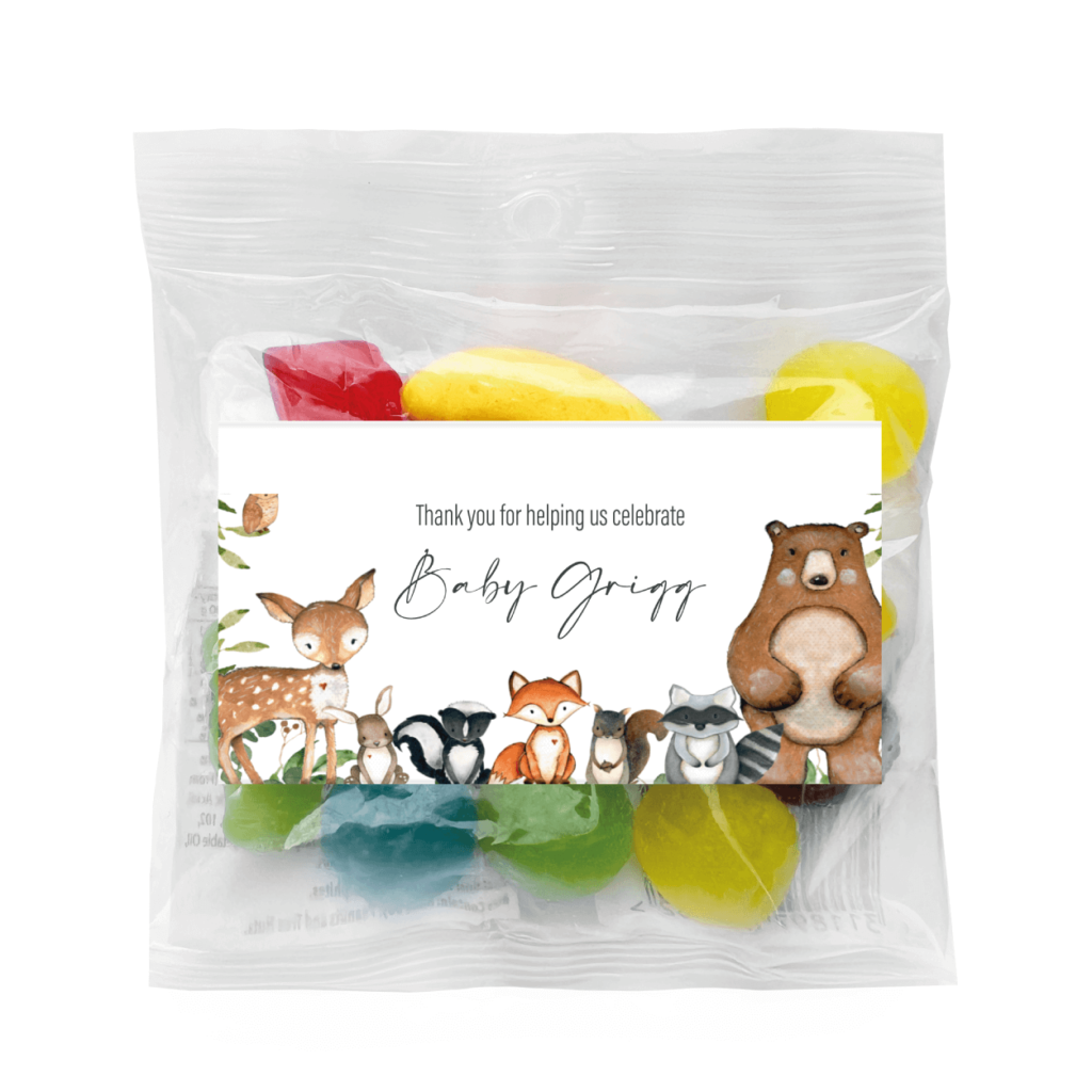 woodlands watercolour animals lolly bags custom