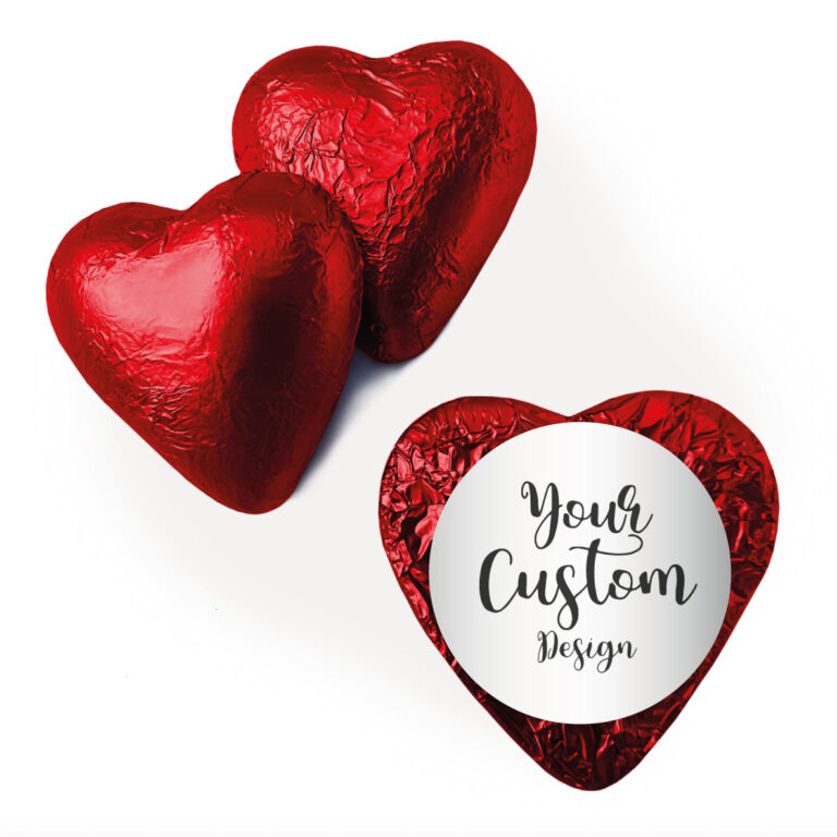Custom Designed Personalised Foil Premium Chocolate Hearts