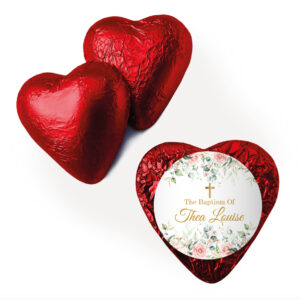 cross custom foil chocolate hearts