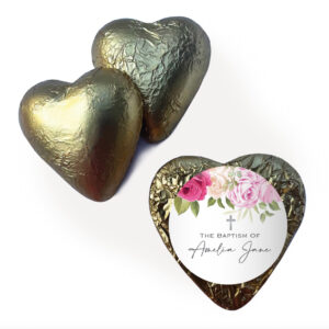green leaves & gold cross custom foil chocolate hearts (copy)