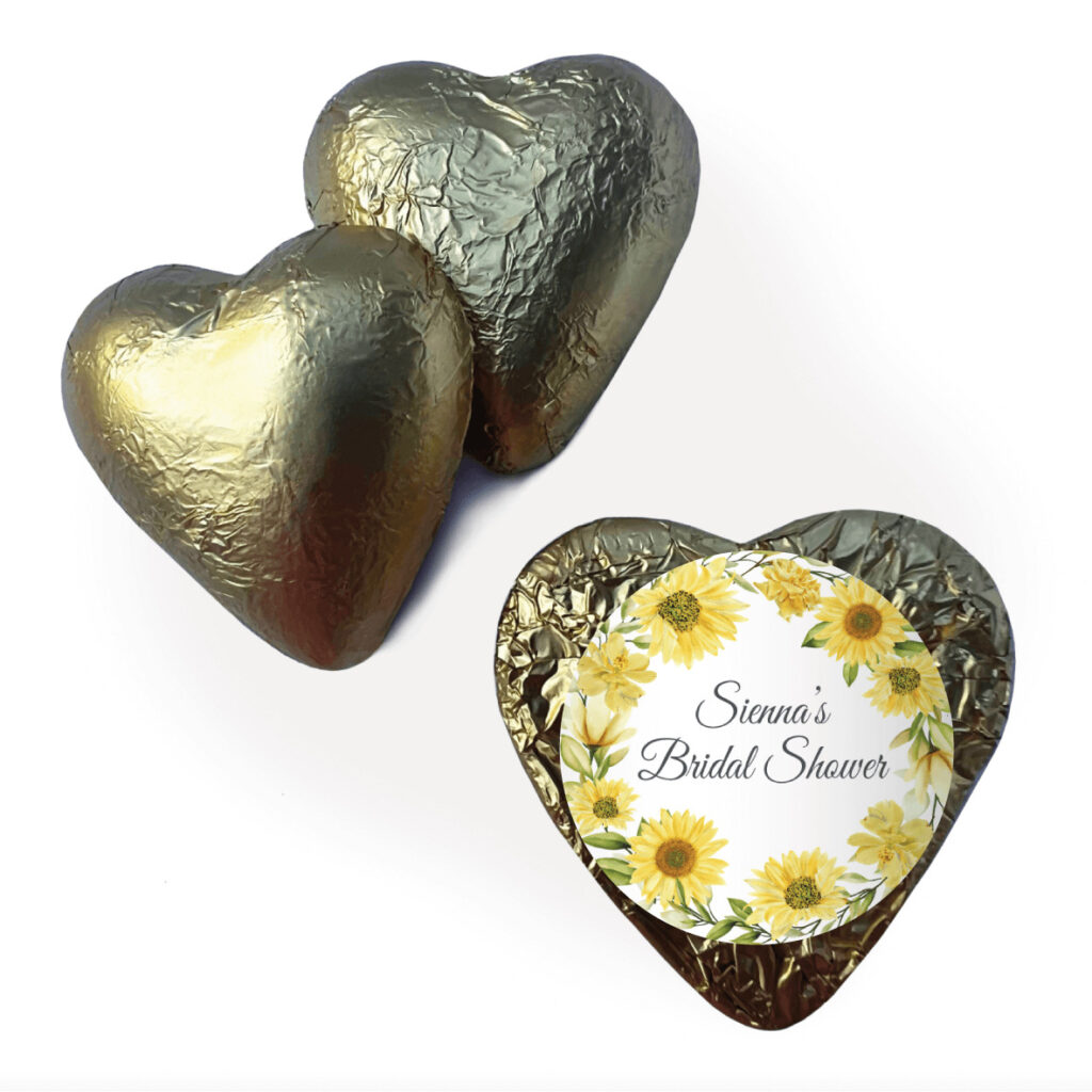 sunflowers theme custom foil chocolate hearts