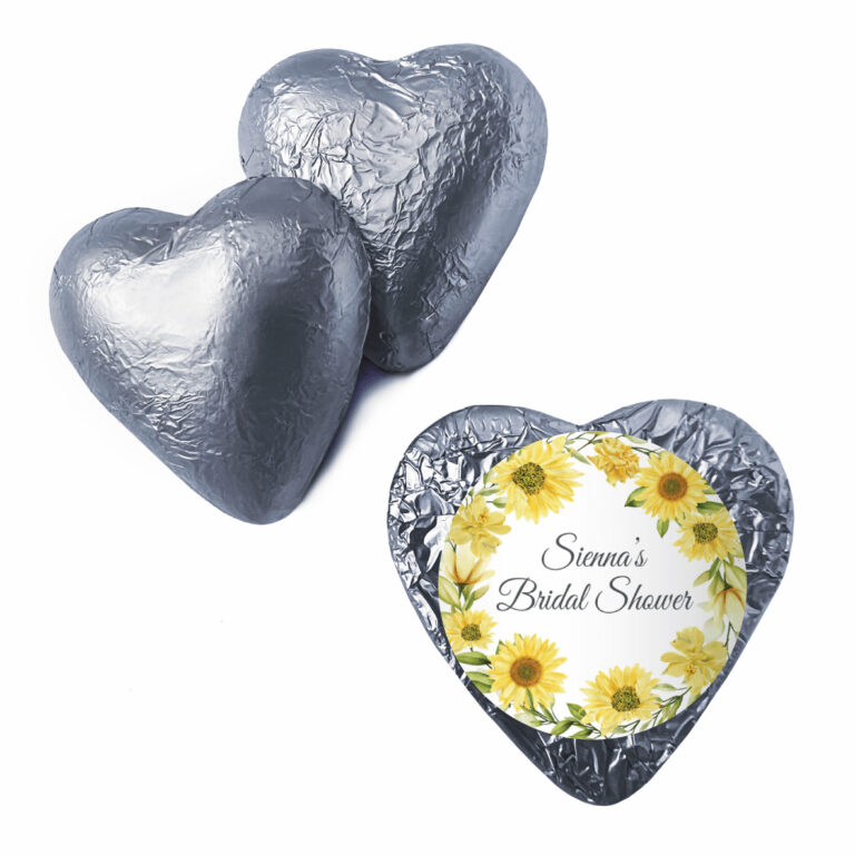 Sunflowers Custom Foil Premium Chocolate Hearts