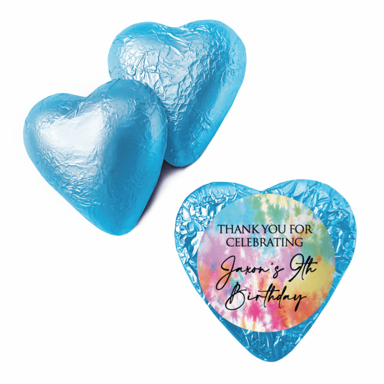 Tie Dye Theme Custom Foil Premium Chocolate Hearts