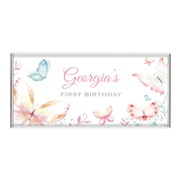Pastel Butterfly Theme Personalised Chocolate Bars