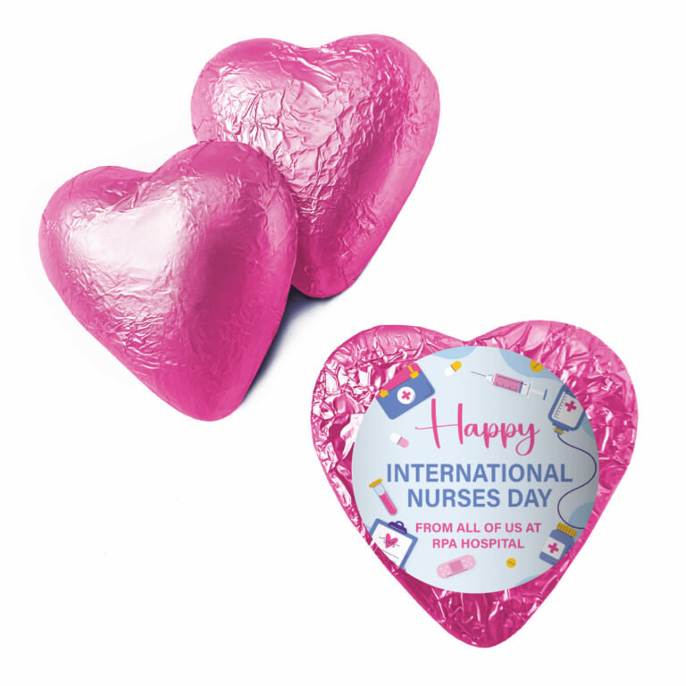 Happy Nurses Day Custom Foil Chocolate Hearts