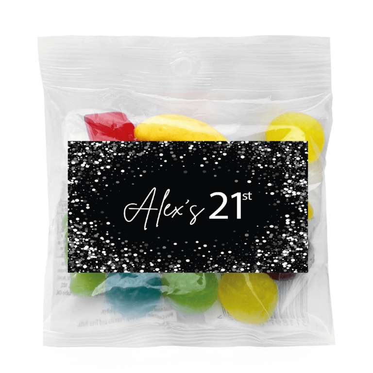 Black & White Confetti Personalised Party Lolly Bags