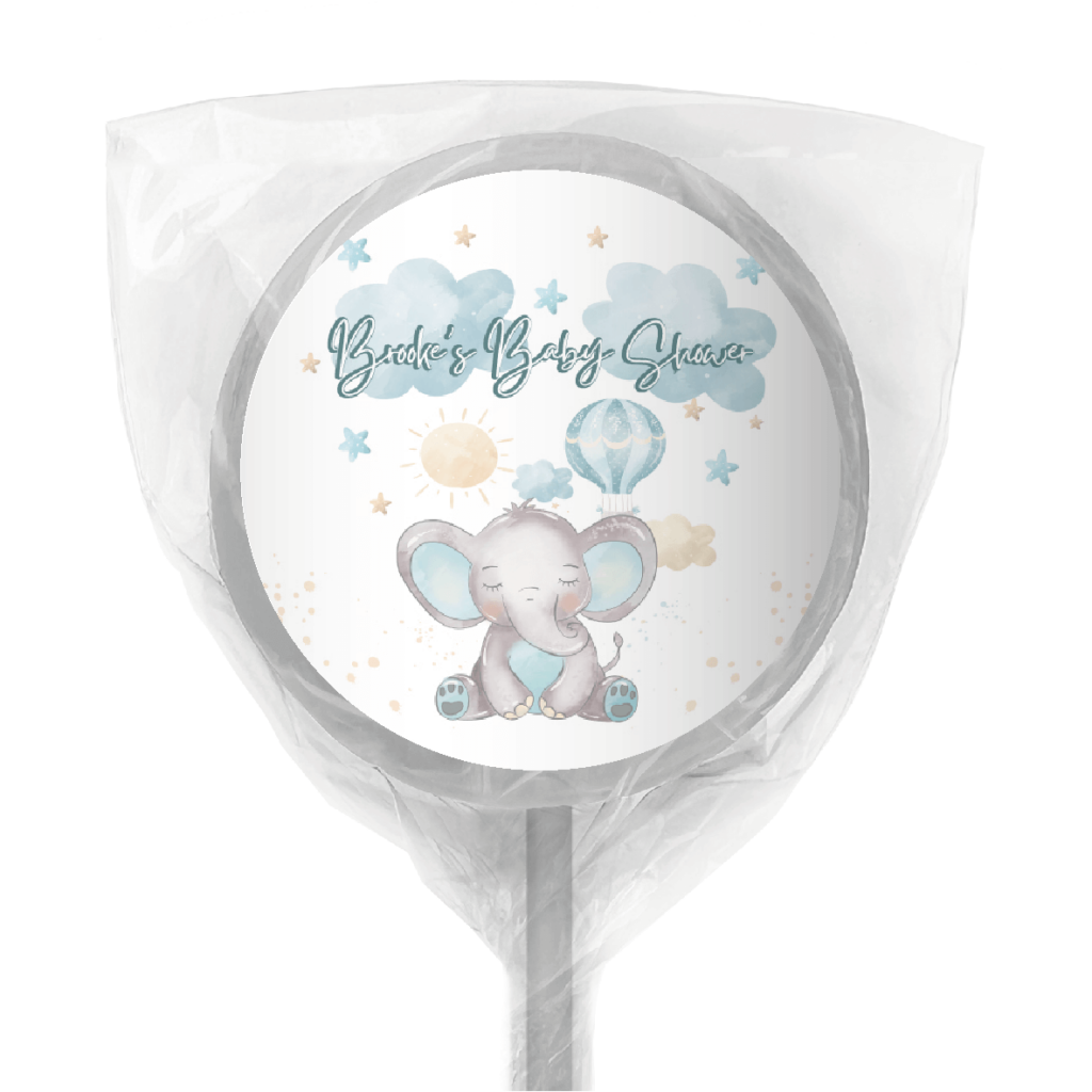 blue baby elephant web lollipop white
