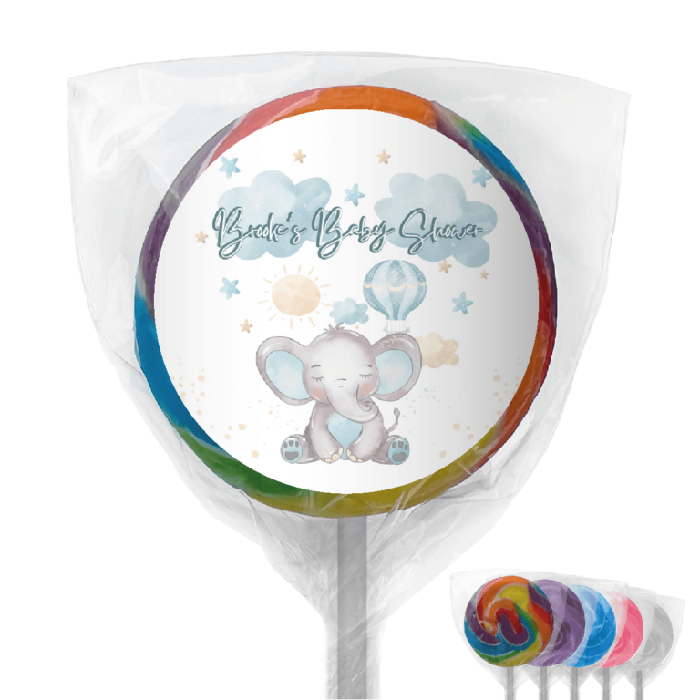 Blue Baby Elephant Personalised Lollipops