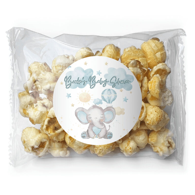 Blue Baby Elephant Personalised Popcorn Bags