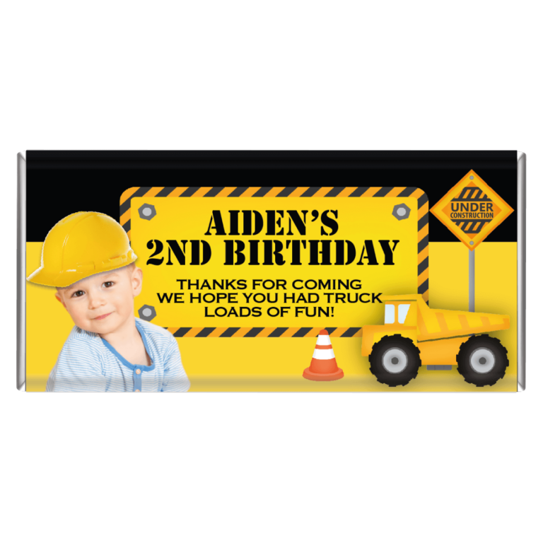 Add a Photo Construction Party Personalised Chocolate Bars