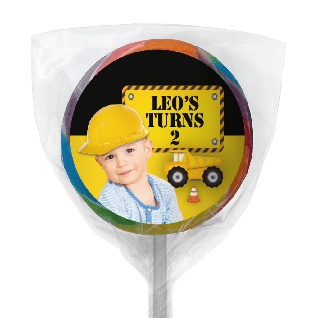 Shop for Construction Party Personalised Rainbow Lollipop - Australia