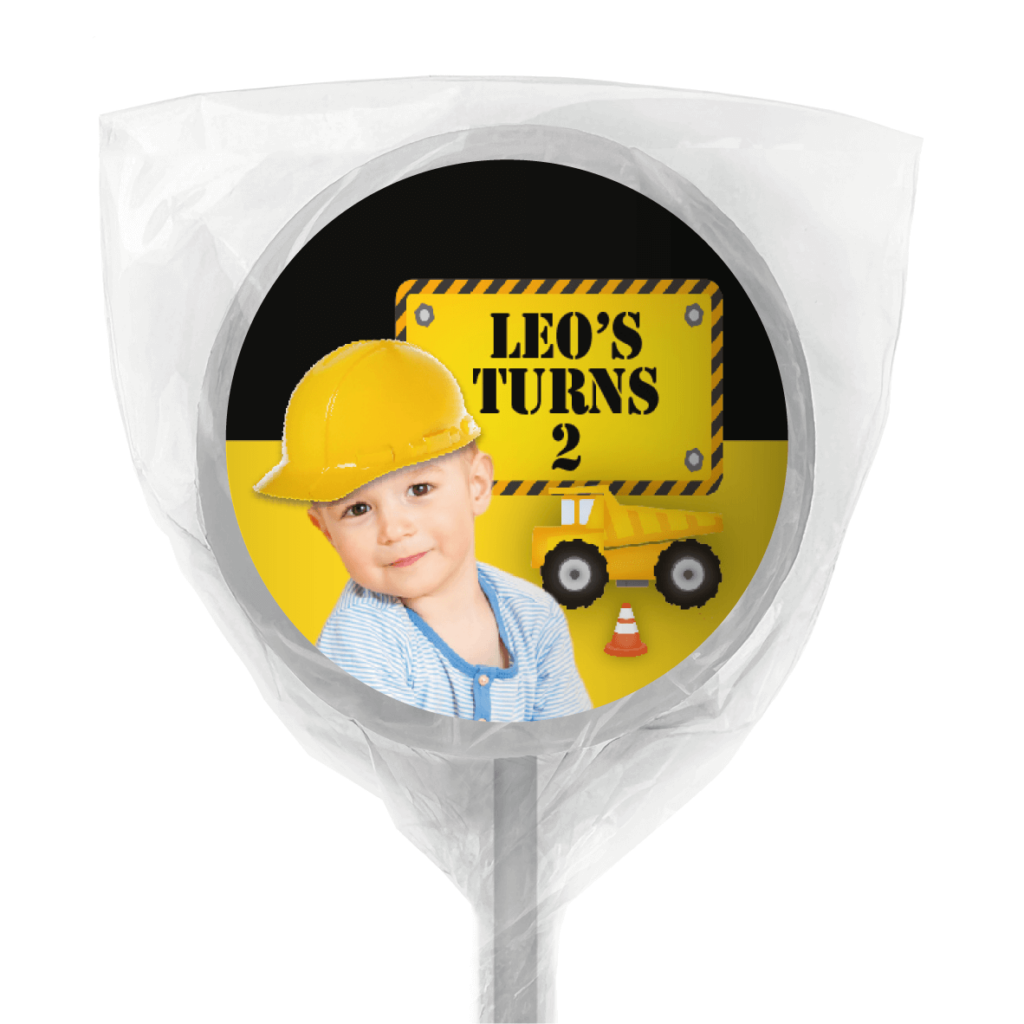 Shop for Construction Party Personalised White Lollipop - Australia