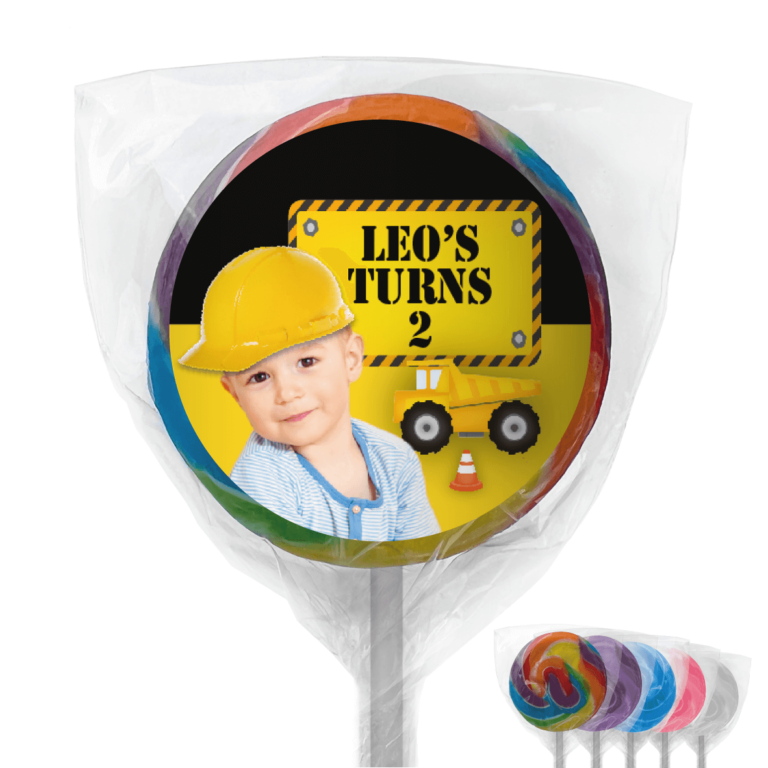 Add a Photo Construction Party Personalised Lollipops