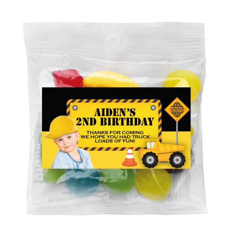 Add a Photo Construction Party Personalised Lolly Bags