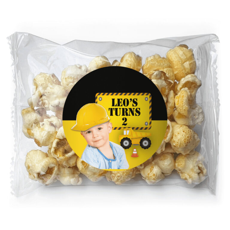 Add a Photo Construction Party Custom Popcorn Bags