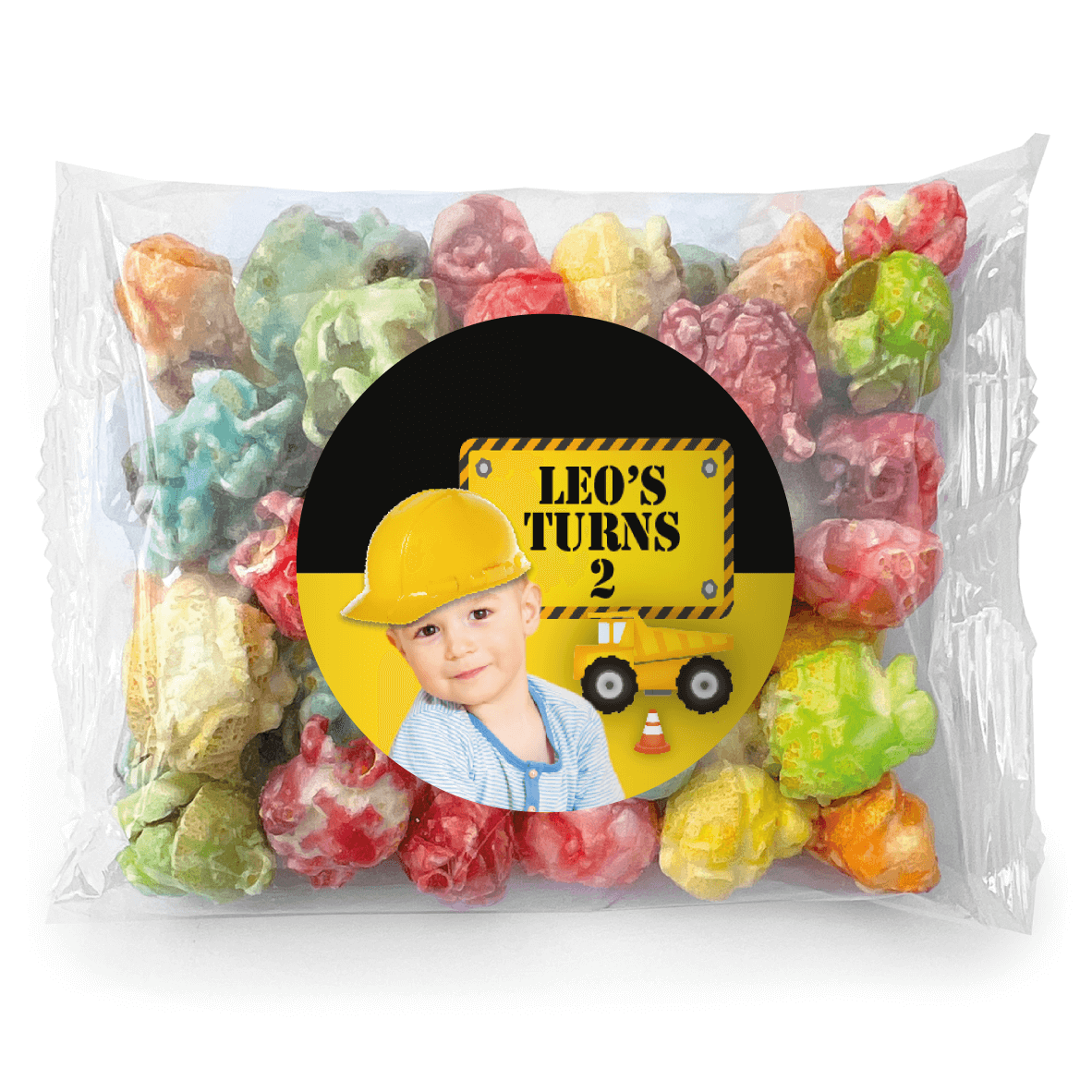 Shop for Construction Party Personalised Rainbow Popcorn - Australia
