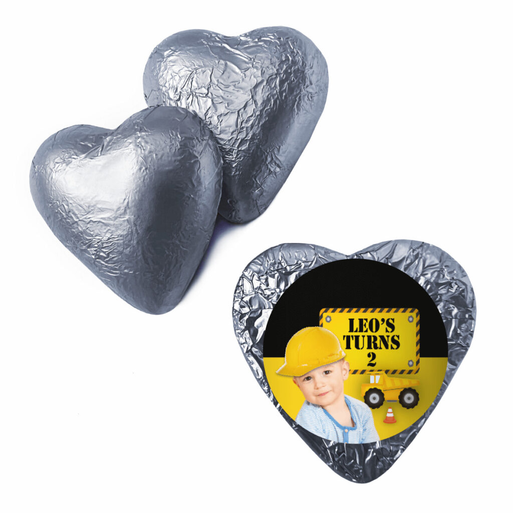 Shop for Construction Party Personalised Silver Foil Heart - Australia