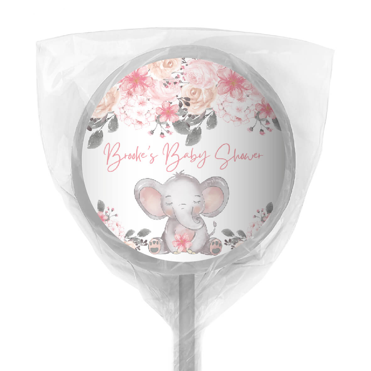 pink baby floral elephant lollipop white