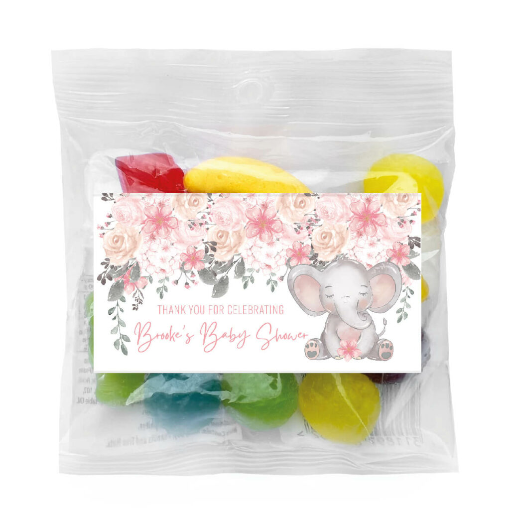 pink baby floral elephant lolly bags