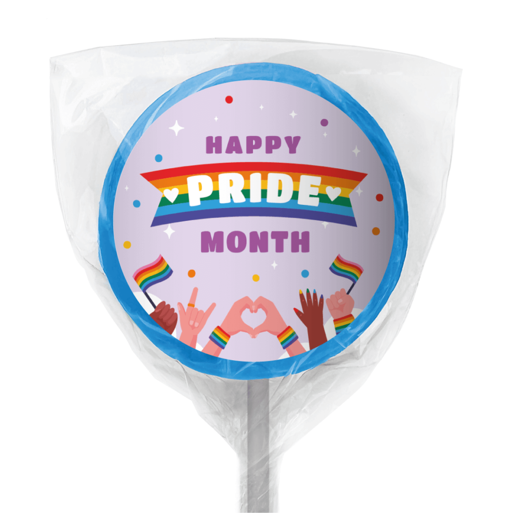 purple pride month lollipop blue