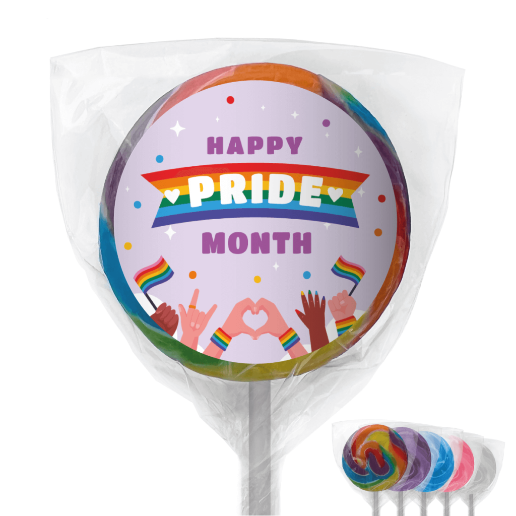purple pride month lollipops