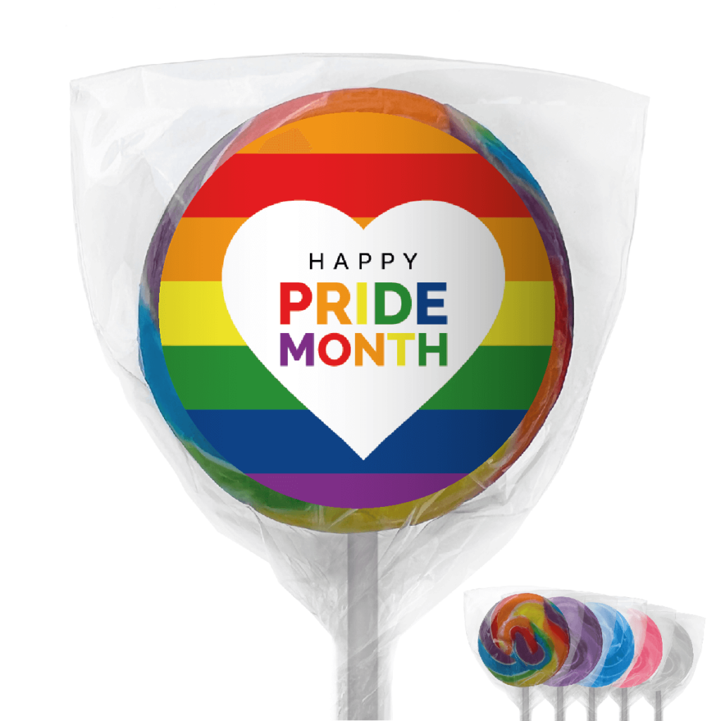 rainbow pride heart lollipops